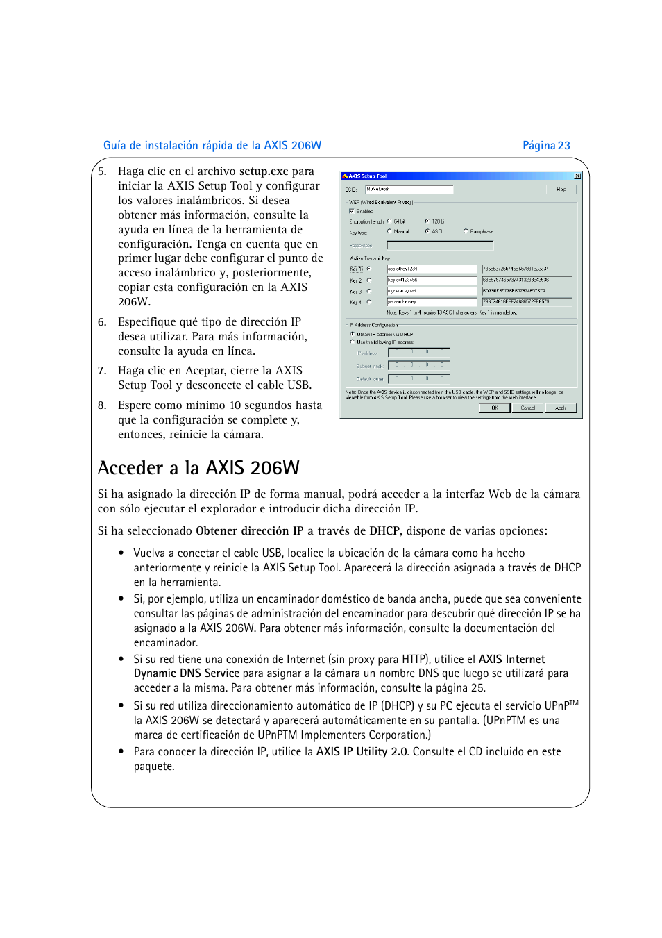 Acceder a la axis 206w | Axis Communications AXIS 206W User Manual | Page 23 / 34