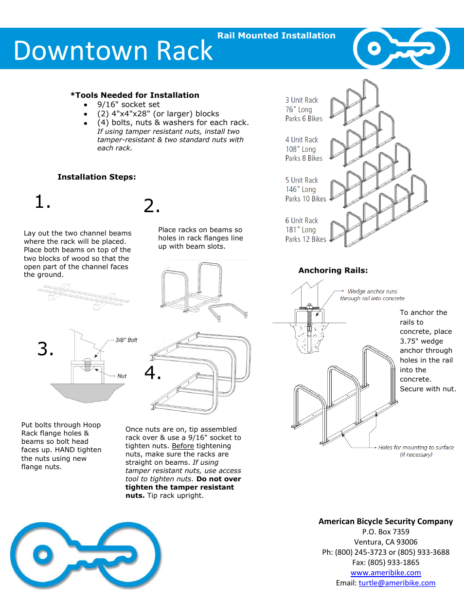 Downtown rack | American Bicycle Security Company Downtown User Manual | Page 5 / 5