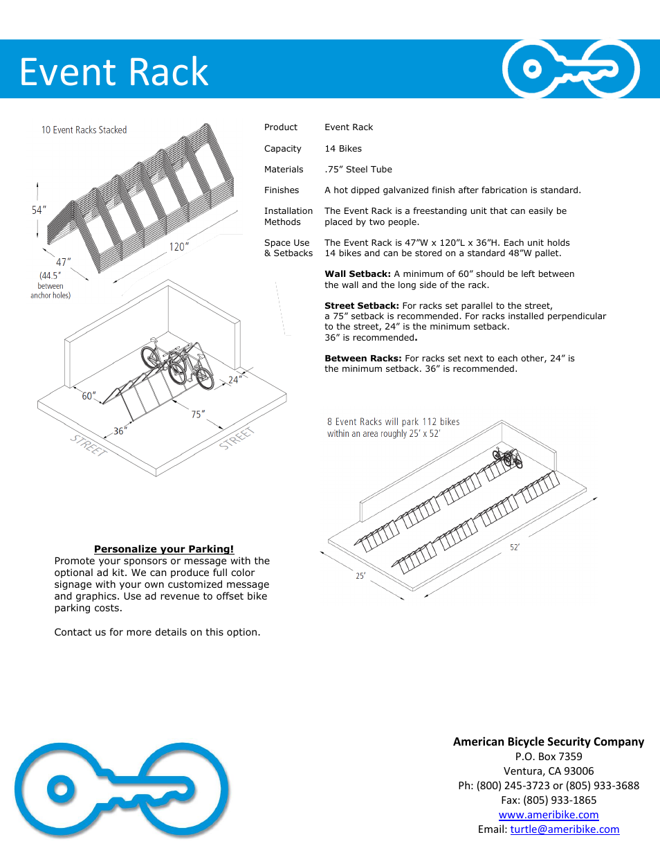 Event rack | American Bicycle Security Company Event Rack User Manual | Page 2 / 2