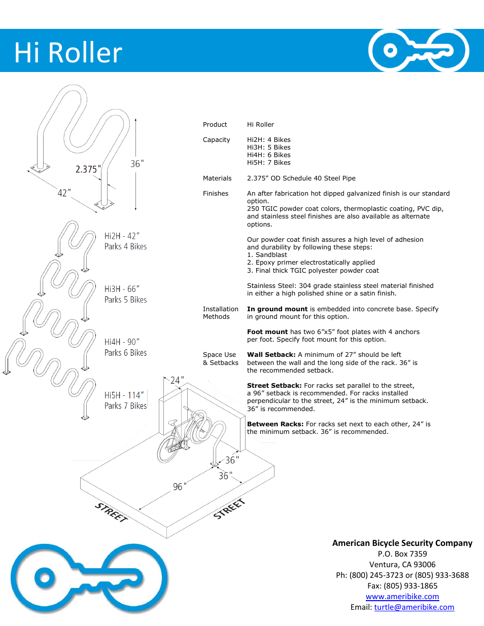 Hi roller, American bicycle security company | American Bicycle Security Company Hi Roller User Manual | Page 2 / 4