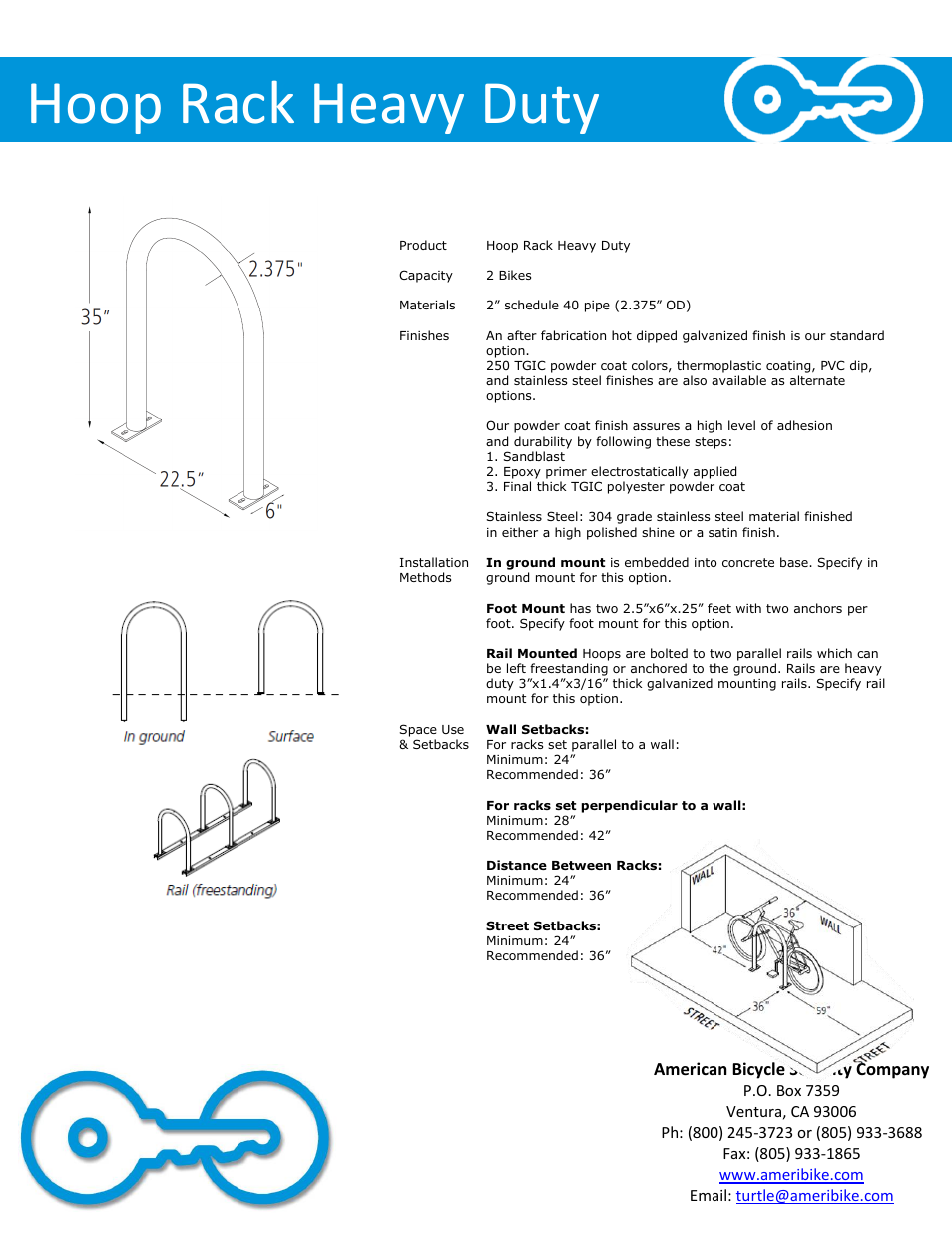 Hoop rack heavy duty, American bicycle security company | American Bicycle Security Company Hoop Rack Heavy Duty User Manual | Page 2 / 5