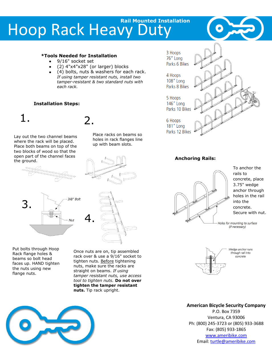 Hoop rack heavy duty | American Bicycle Security Company Hoop Rack Heavy Duty User Manual | Page 5 / 5