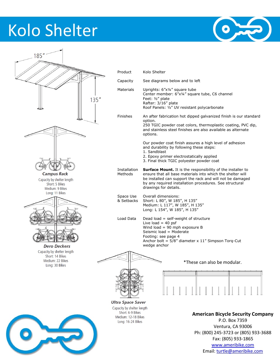 Kolo shelter, American bicycle security company | American Bicycle Security Company Kolo User Manual | Page 2 / 8