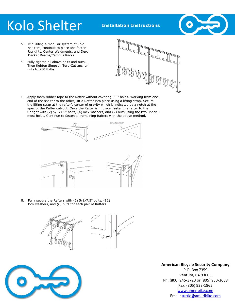 Kolo shelter | American Bicycle Security Company Kolo User Manual | Page 6 / 8