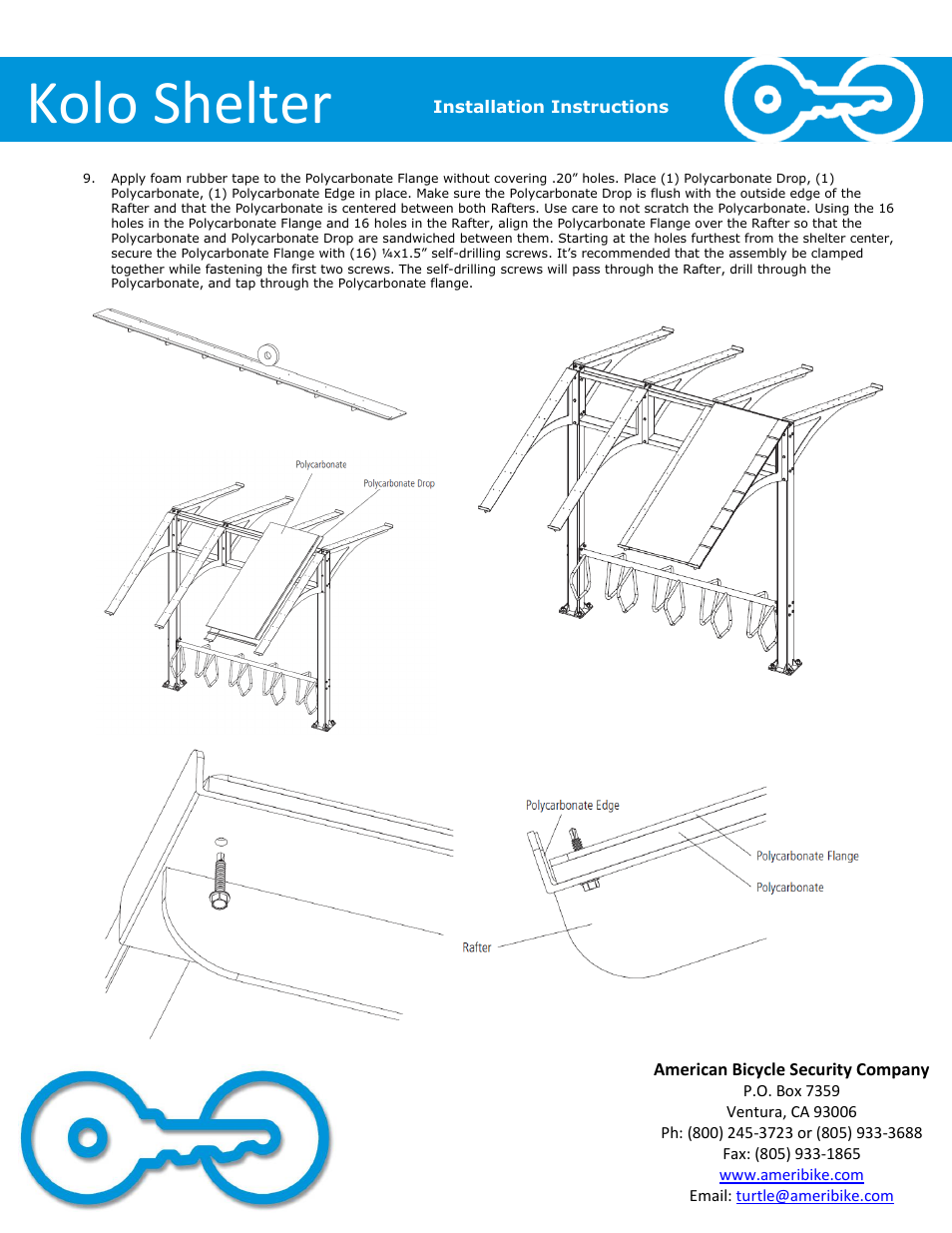 Kolo shelter | American Bicycle Security Company Kolo User Manual | Page 7 / 8