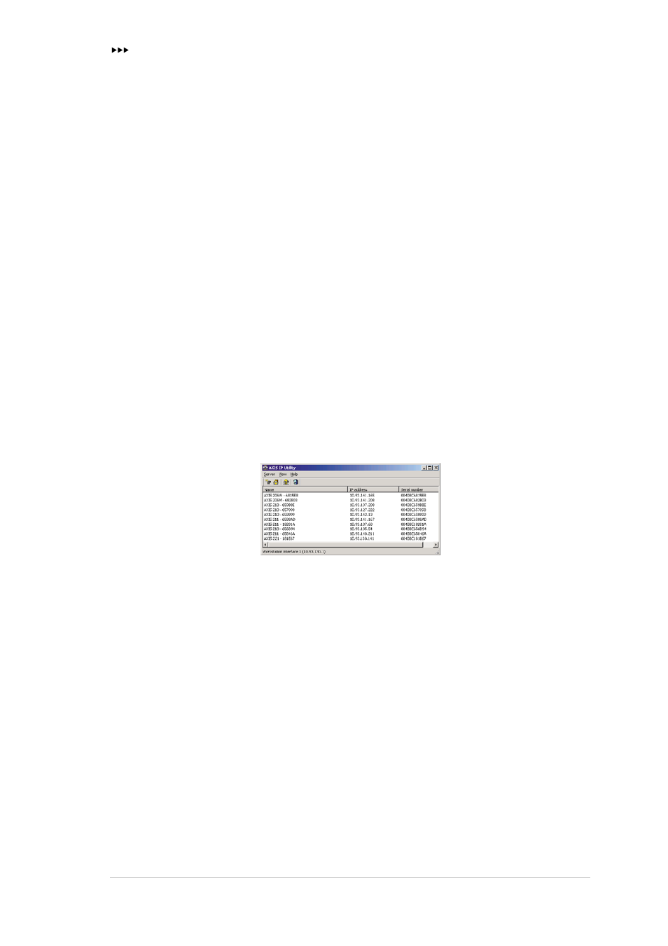 Installation, Installing the axis 211a, Set the ip address with axis ip utility | Automatic camera detection in axis ip utility, Set the ip address with axis ip utility 3.2.1, Automatic camera detection in axis ip utility 5, 3 installation | Axis Communications 211a User Manual | Page 5 / 11