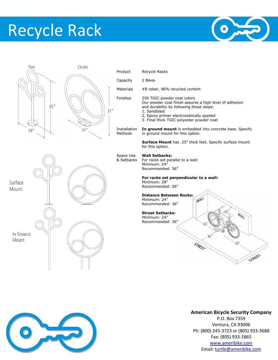 Recycle rack, American bicycle security company | American Bicycle Security Company Recycle Rack User Manual | Page 2 / 4