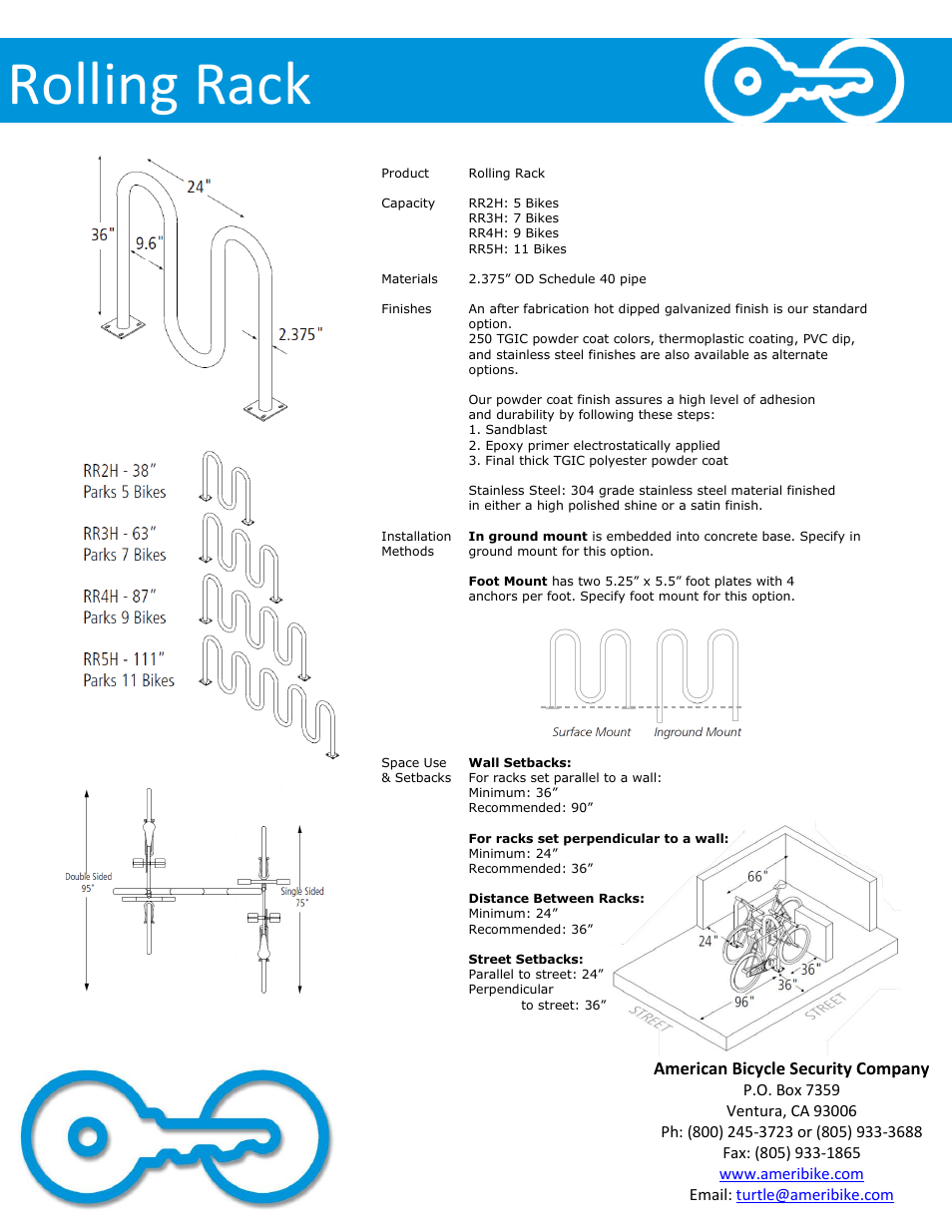 Rolling rack, American bicycle security company | American Bicycle Security Company Rolling Rack User Manual | Page 2 / 4