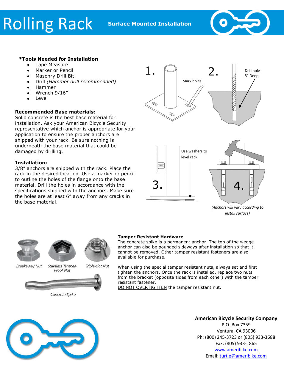 Rolling rack | American Bicycle Security Company Rolling Rack User Manual | Page 3 / 4