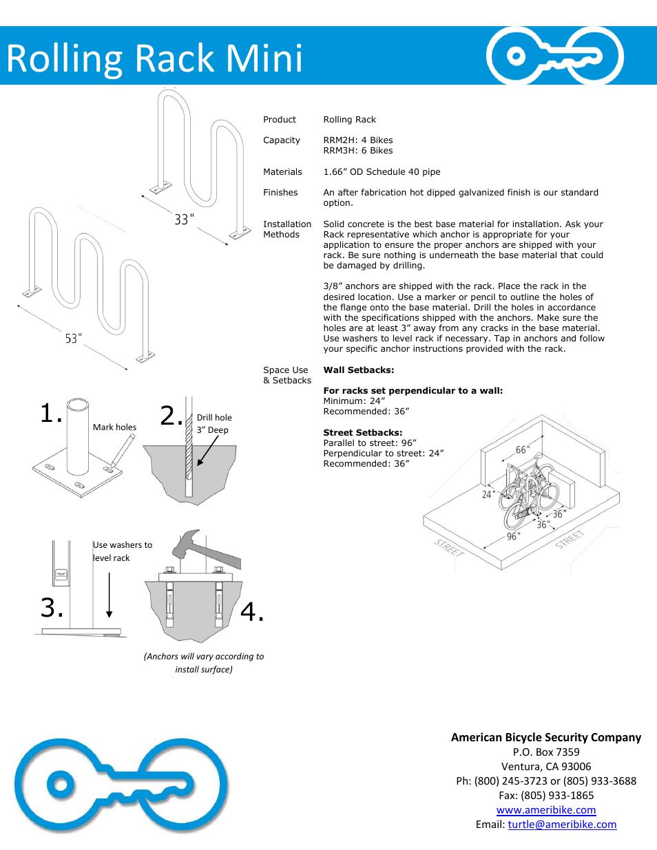 Rolling rack mini | American Bicycle Security Company Rolling Rack Mini User Manual | Page 2 / 2