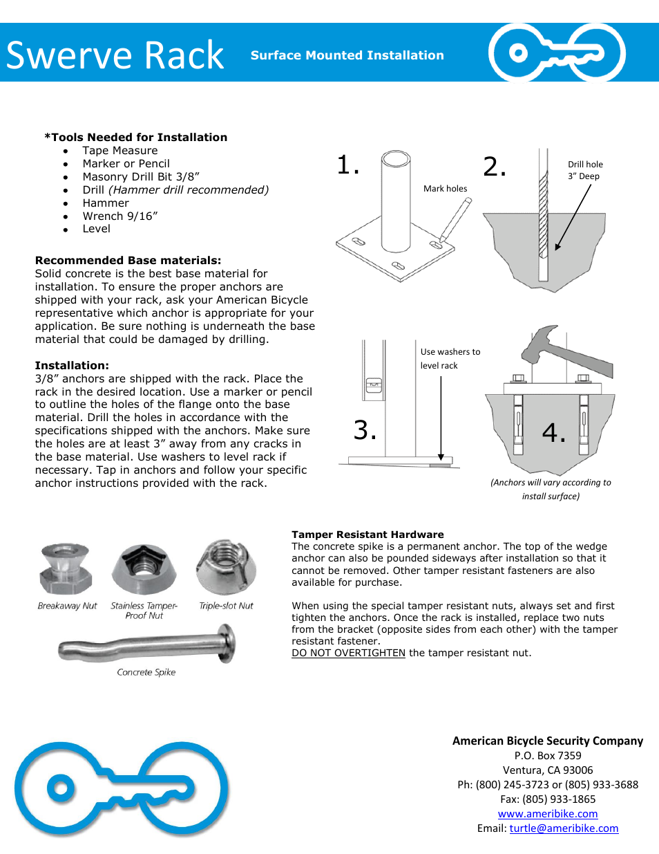 Swerve rack | American Bicycle Security Company Swerve rack User Manual | Page 3 / 5