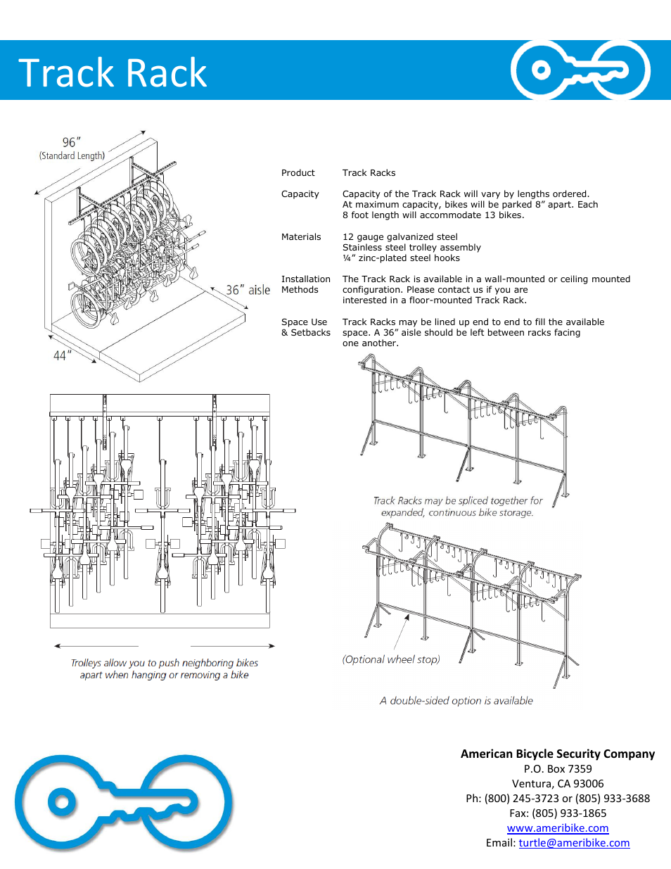 Track rack | American Bicycle Security Company Track Rack User Manual | Page 2 / 8