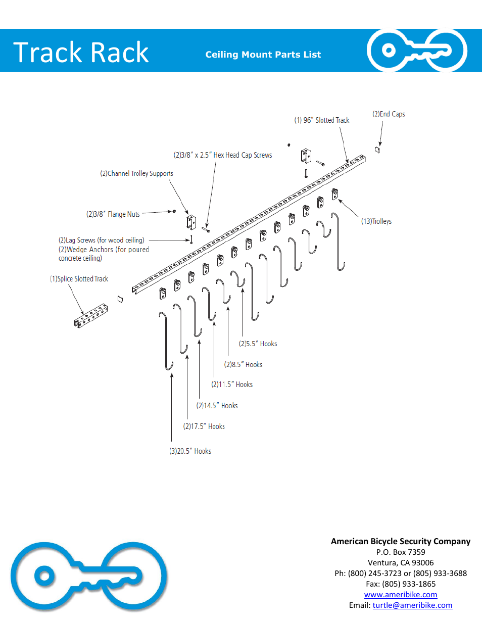 Track rack | American Bicycle Security Company Track Rack User Manual | Page 3 / 8