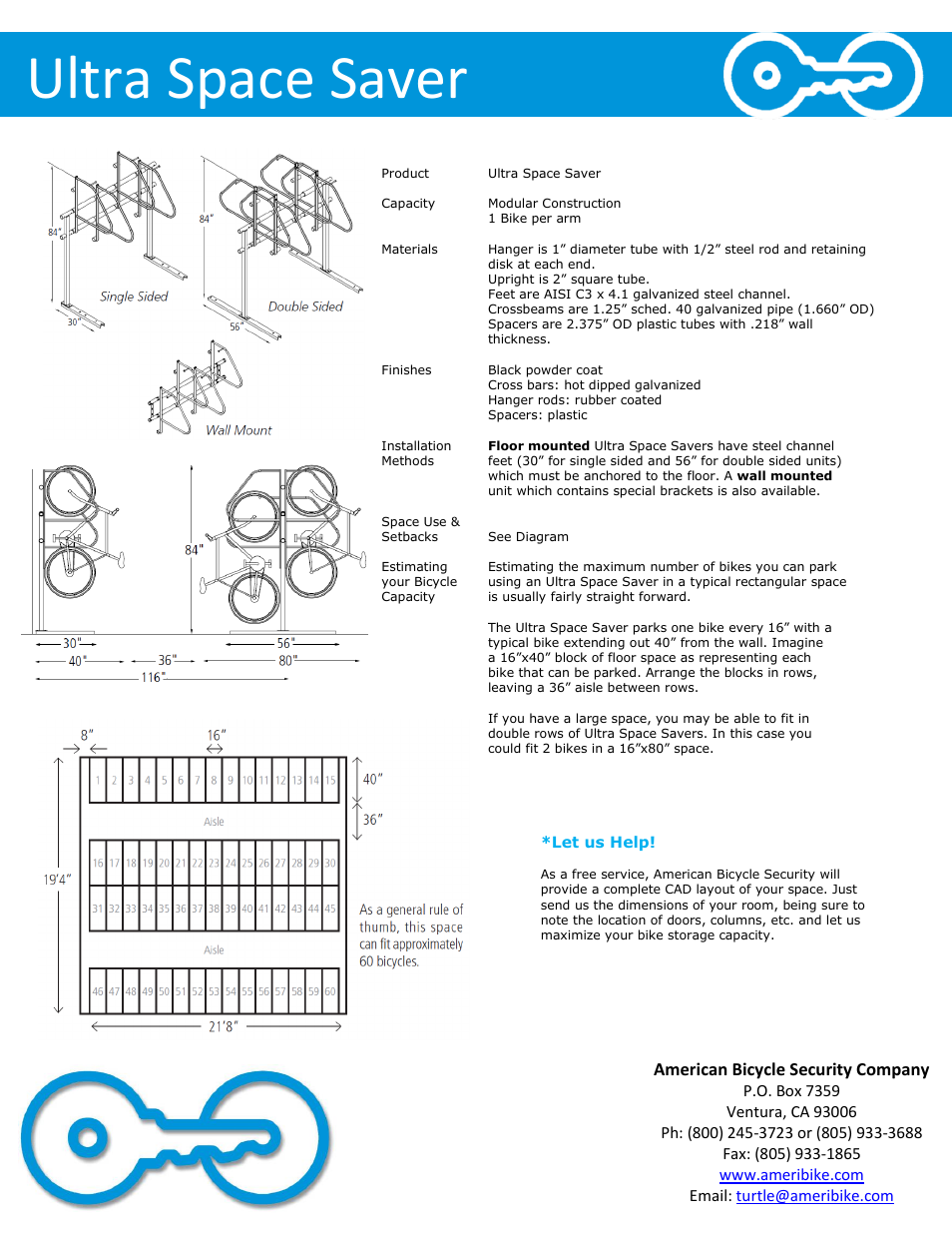 Ultra space saver, American bicycle security company | American Bicycle Security Company Ultra Space Saver User Manual | Page 2 / 6