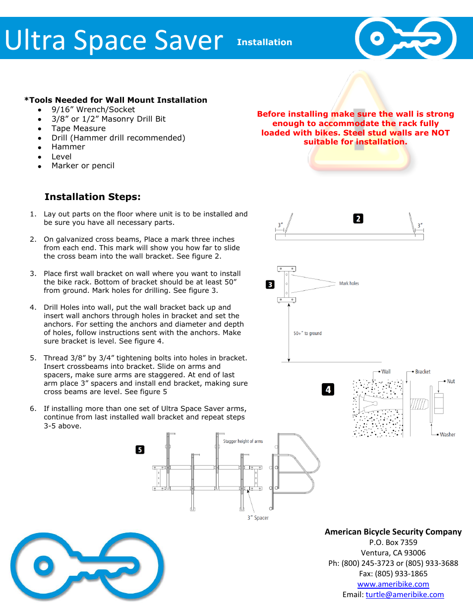 Ultra space saver | American Bicycle Security Company Ultra Space Saver User Manual | Page 4 / 6