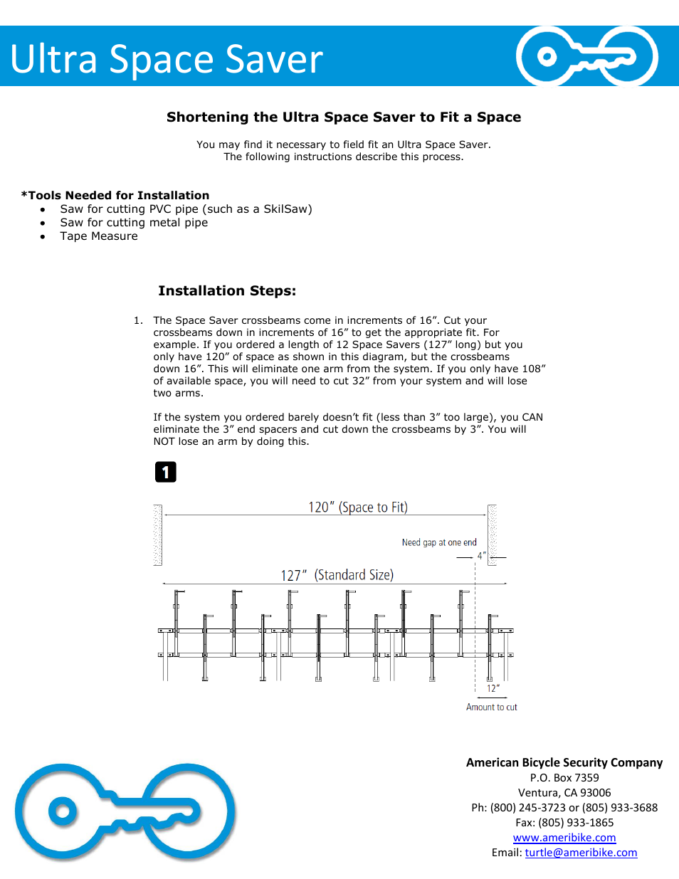 Ultra space saver | American Bicycle Security Company Ultra Space Saver User Manual | Page 6 / 6