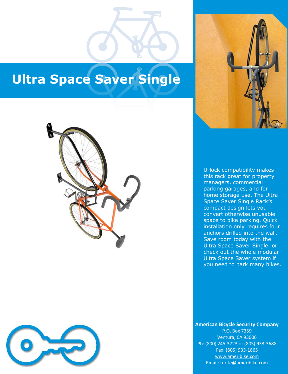 American Bicycle Security Company Ultra Space Saver Single User Manual | 4 pages