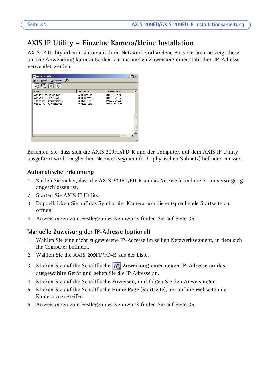 Axis Communications 209FD/FD-R User Manual | Page 34 / 71