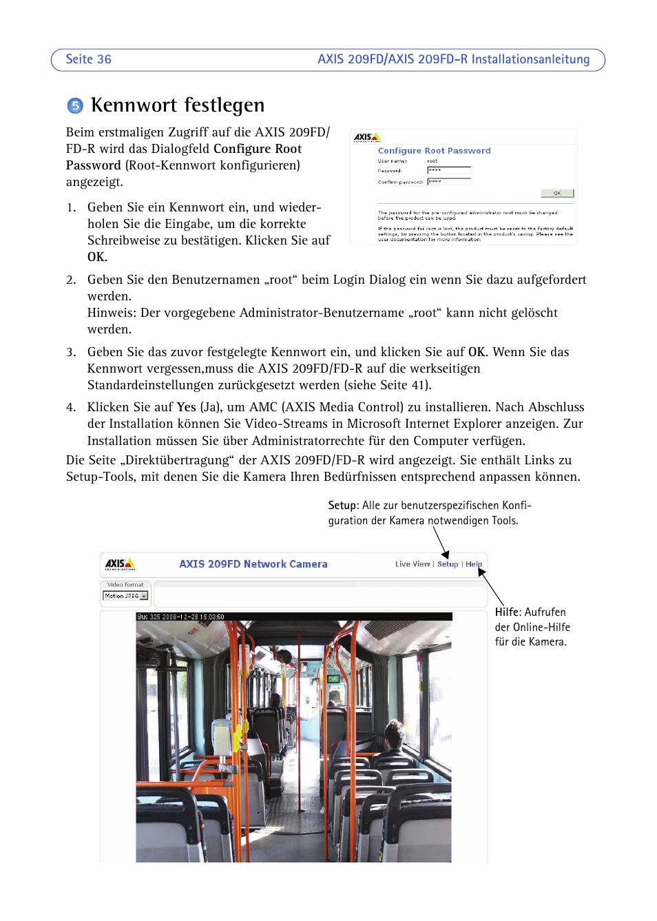 Kennwort festlegen, Seite 36), Auf seite 36) | Axis Communications 209FD/FD-R User Manual | Page 36 / 71