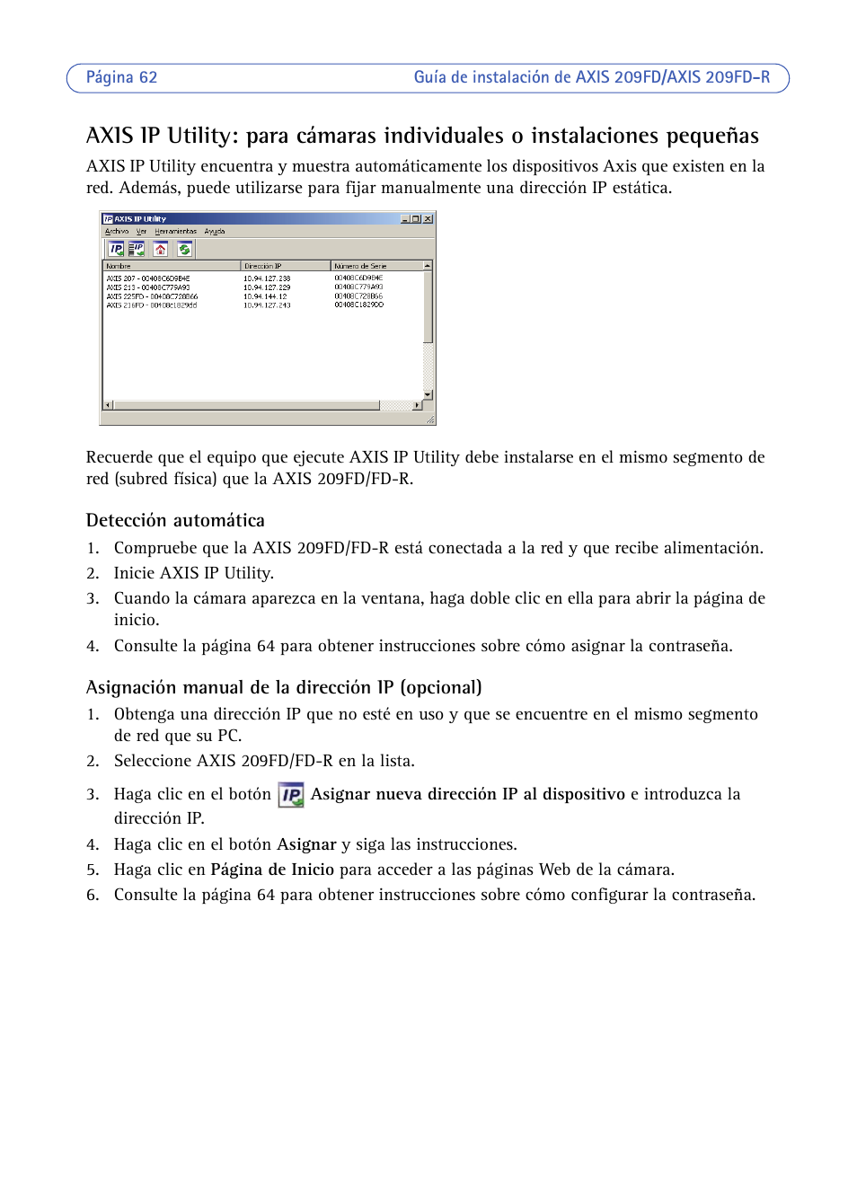 Axis Communications 209FD/FD-R User Manual | Page 62 / 71