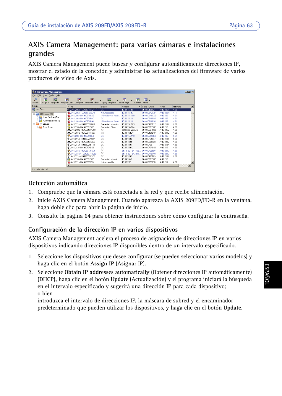 Axis Communications 209FD/FD-R User Manual | Page 63 / 71