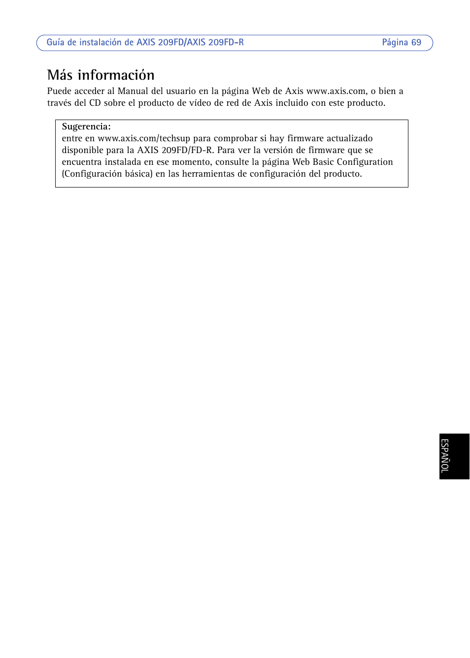 Más información | Axis Communications 209FD/FD-R User Manual | Page 69 / 71