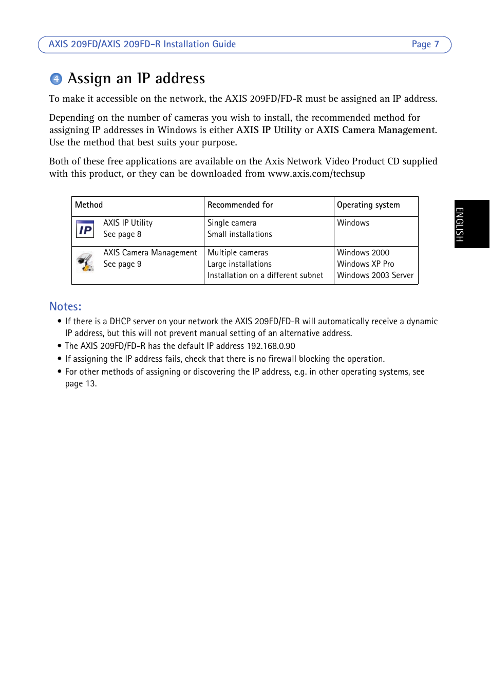 Assign an ip address | Axis Communications 209FD/FD-R User Manual | Page 7 / 71
