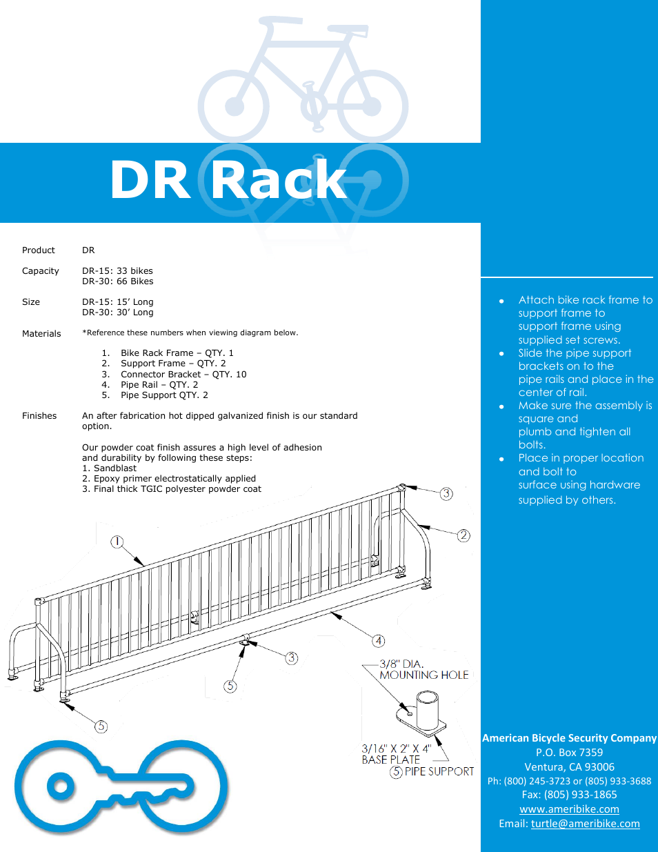 American Bicycle Security Company DR Series User Manual | 1 page