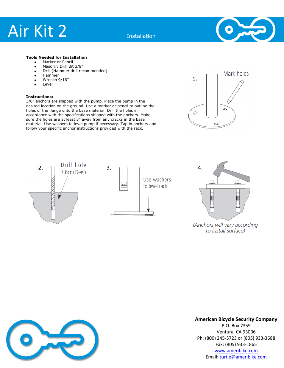 Air kit 2 | American Bicycle Security Company Air Kit 2 User Manual | Page 3 / 4