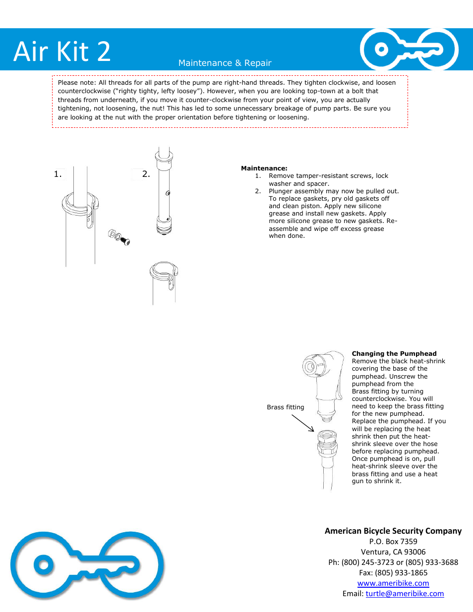 Air kit 2 | American Bicycle Security Company Air Kit 2 User Manual | Page 4 / 4