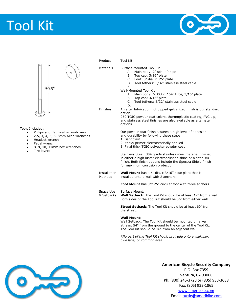 Tool kit, American bicycle security company | American Bicycle Security Company Tool kit User Manual | Page 2 / 4