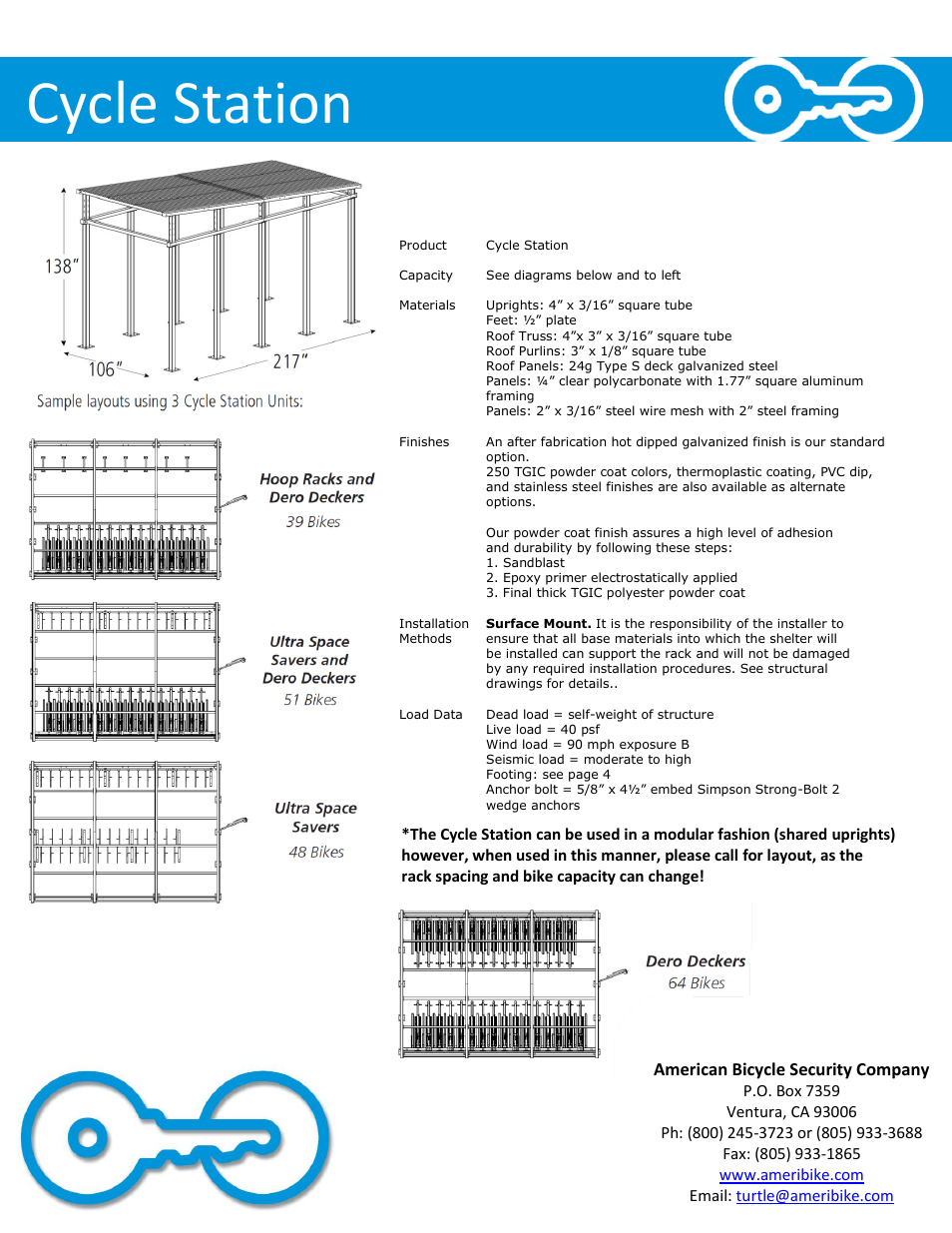 Cycle station, American bicycle security company | American Bicycle Security Company Cycle Station User Manual | Page 2 / 7