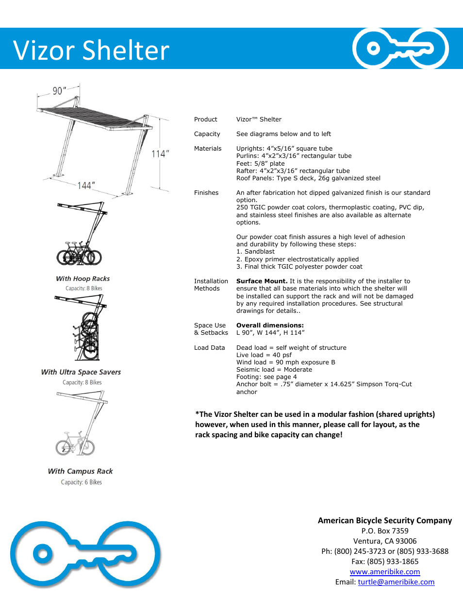 Vizor shelter, American bicycle security company | American Bicycle Security Company Vizor Shelter User Manual | Page 2 / 7