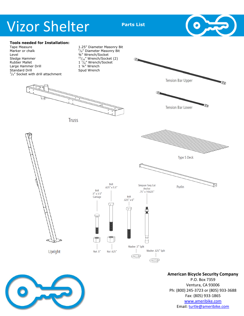 Vizor shelter | American Bicycle Security Company Vizor Shelter User Manual | Page 3 / 7