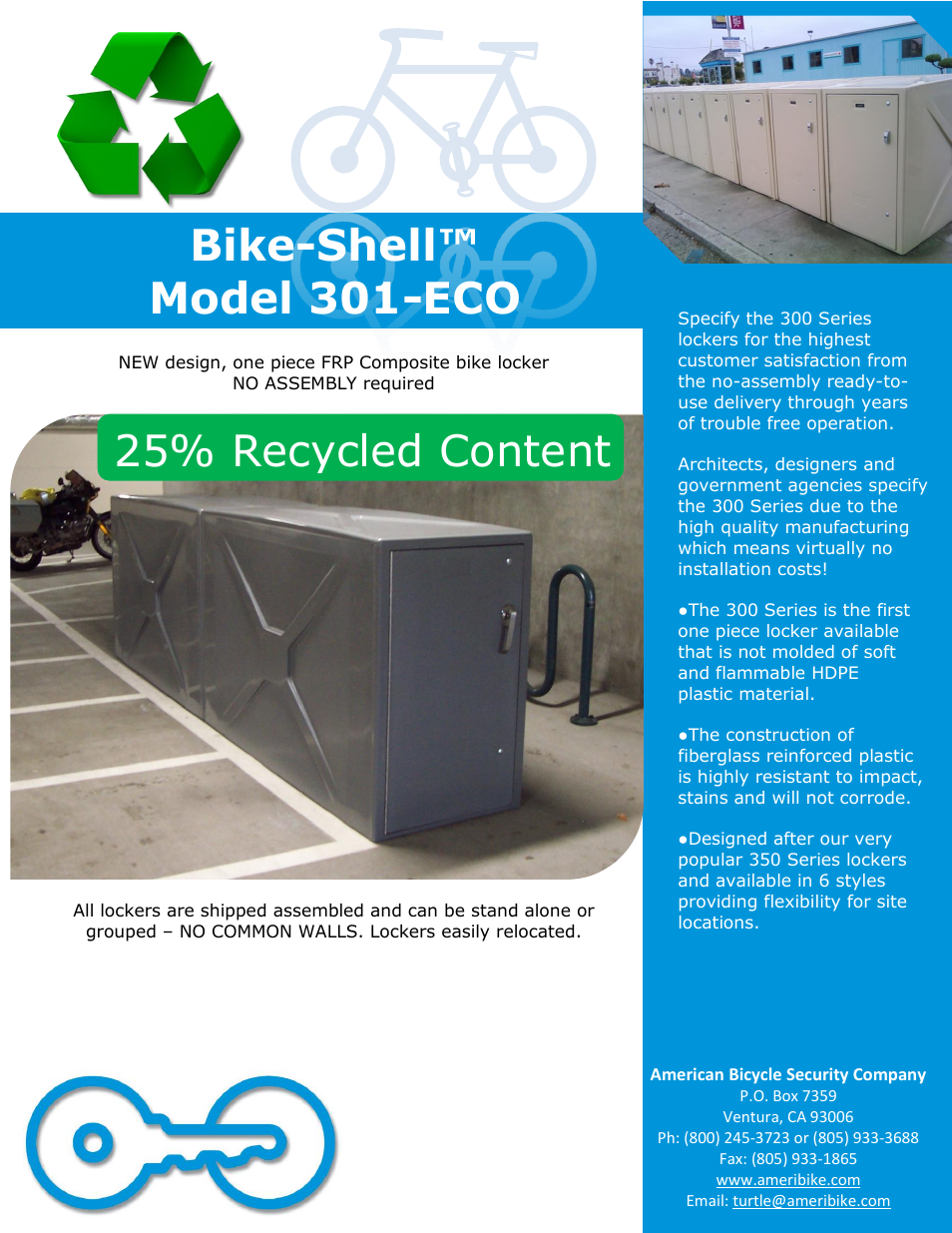 American Bicycle Security Company 301-ECO User Manual | 4 pages