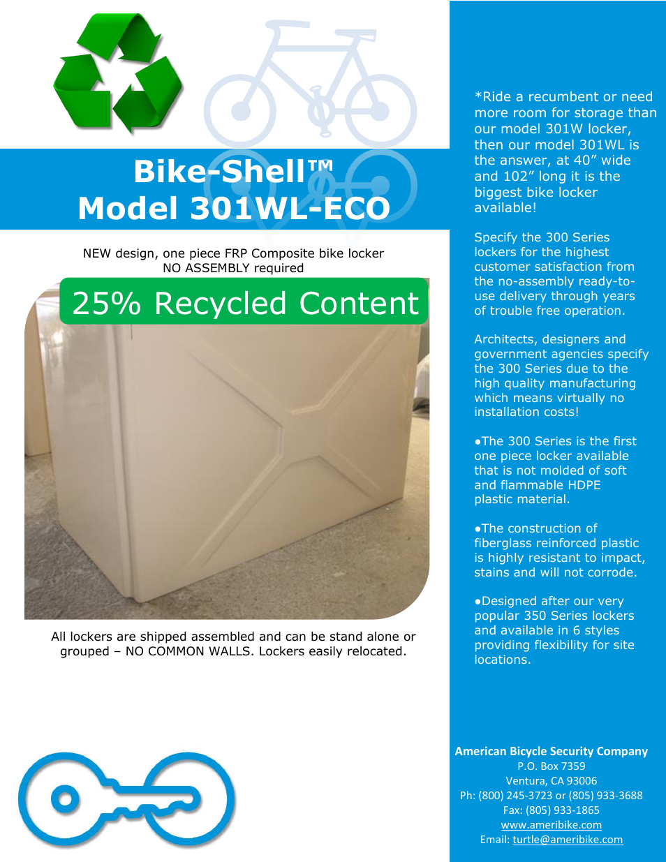 American Bicycle Security Company 301WL-ECO User Manual | 4 pages