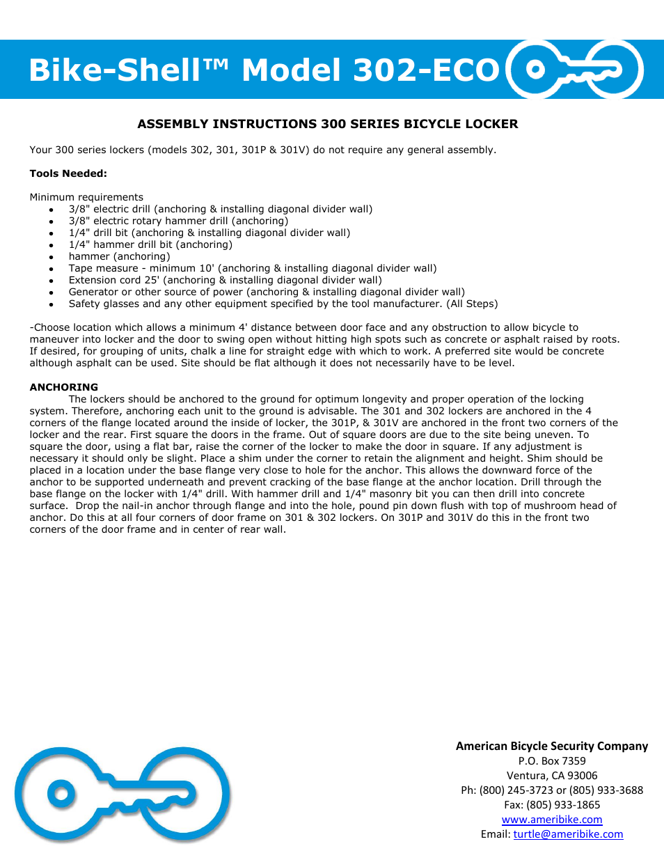 Bike-shell™ model 302-eco | American Bicycle Security Company 302-ECO User Manual | Page 3 / 4