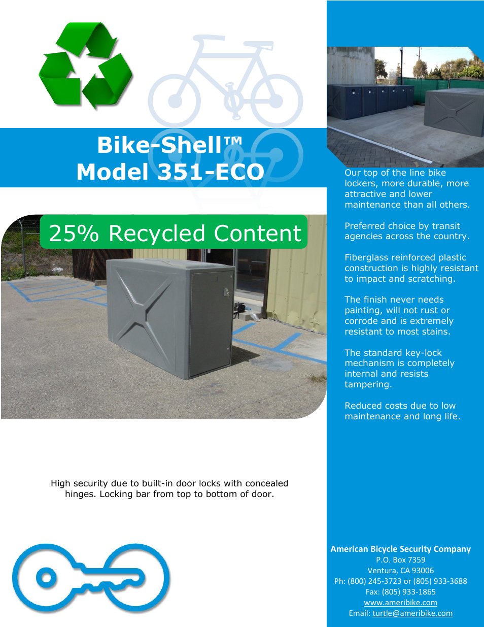 American Bicycle Security Company 351-ECO User Manual | 2 pages