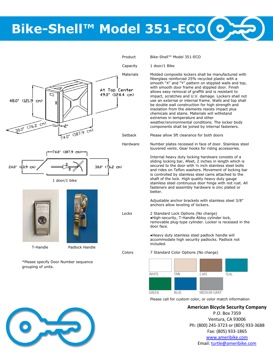 Bike-shell™ model 351-eco | American Bicycle Security Company 351-ECO User Manual | Page 2 / 2