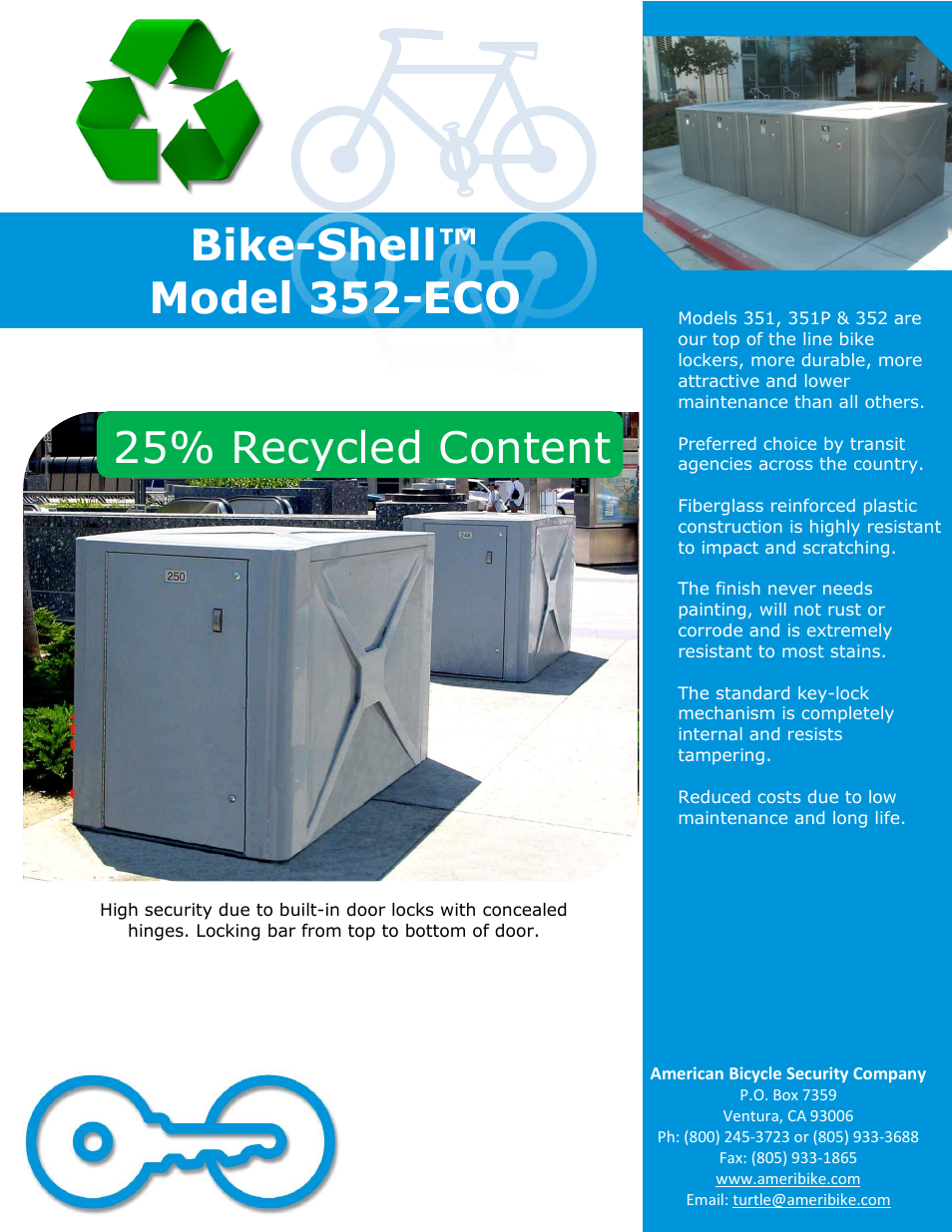 American Bicycle Security Company 352-ECO User Manual | 2 pages