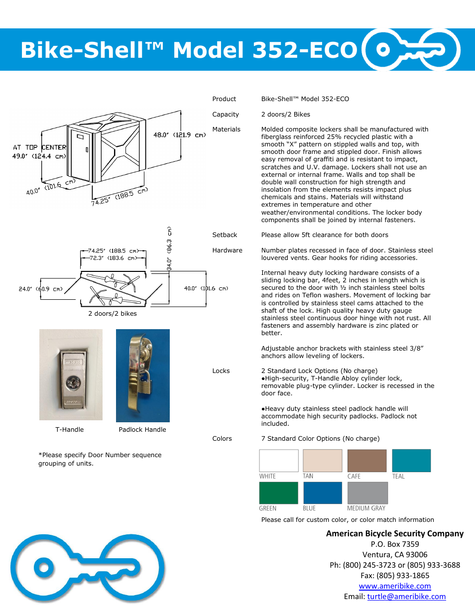 Bike-shell™ model 352-eco | American Bicycle Security Company 352-ECO User Manual | Page 2 / 2