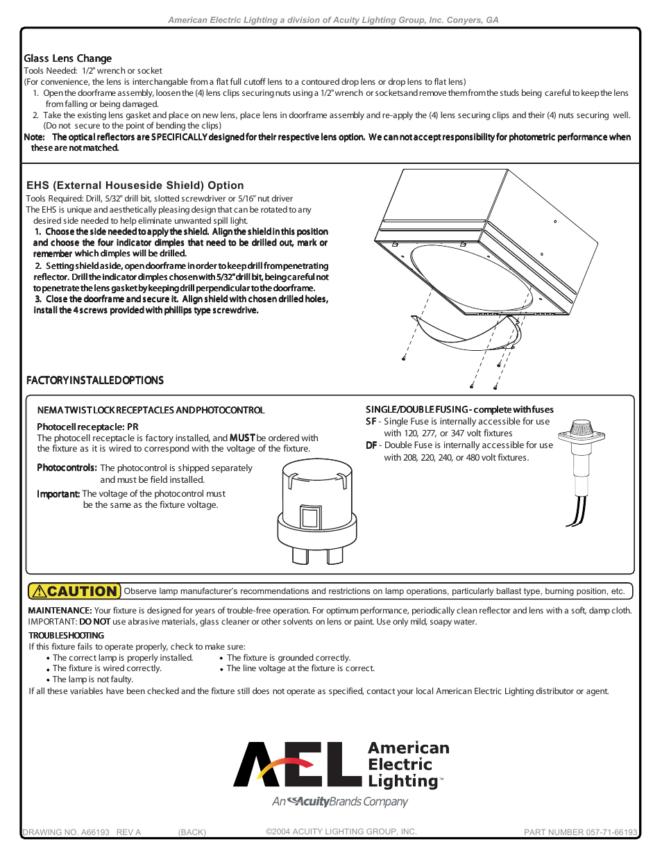 Caution | American Electric Lighting AVL new User Manual | Page 2 / 2