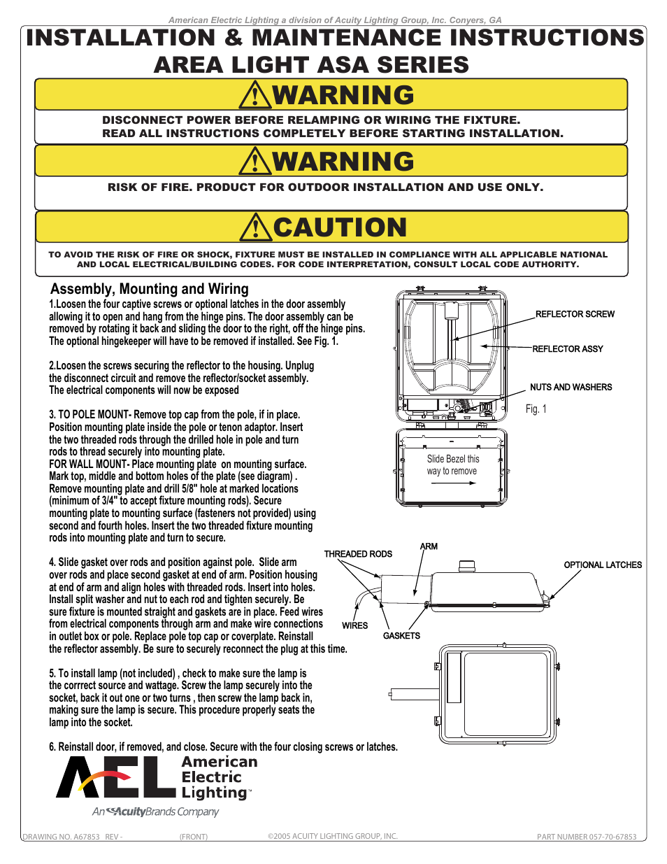 American Electric Lighting ASA User Manual | 2 pages