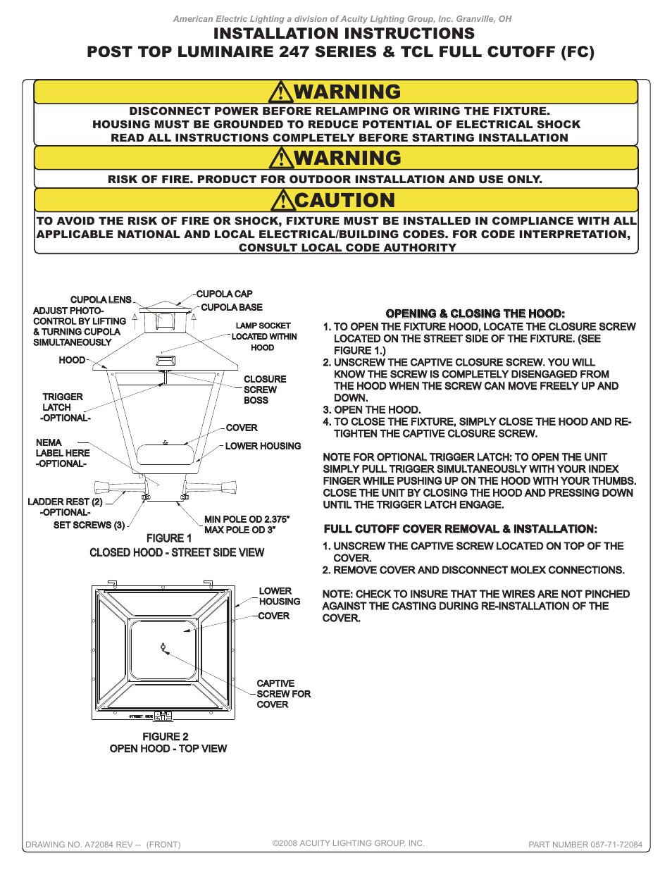 American Electric Lighting American Revolution 247 Cutoff User Manual | 2 pages