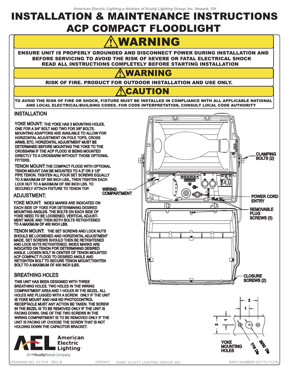 American Electric Lighting ACP User Manual | 3 pages