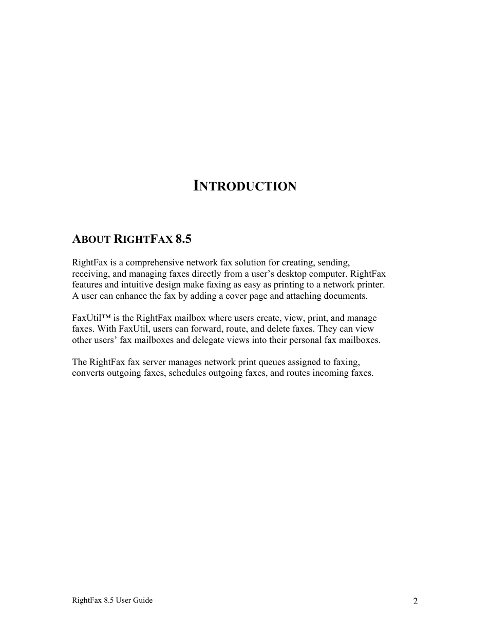 About rightfax 8.5 | Axis Communications RightFax 8.5 User Manual | Page 2 / 20