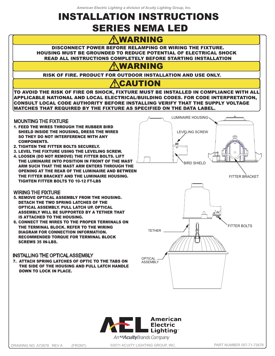 American Electric Lighting Series LNH User Manual | 3 pages