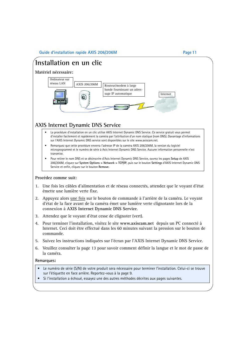 Installation en un clic, Axis internet dynamic dns service | Axis Communications AXIS 206M User Manual | Page 11 / 36