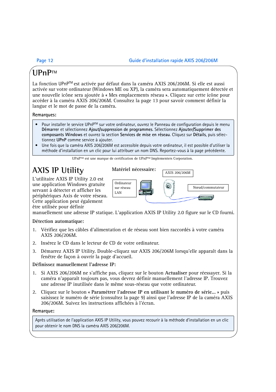 Upnptm, Axis ip utility, Upnp | Axis Communications AXIS 206M User Manual | Page 12 / 36