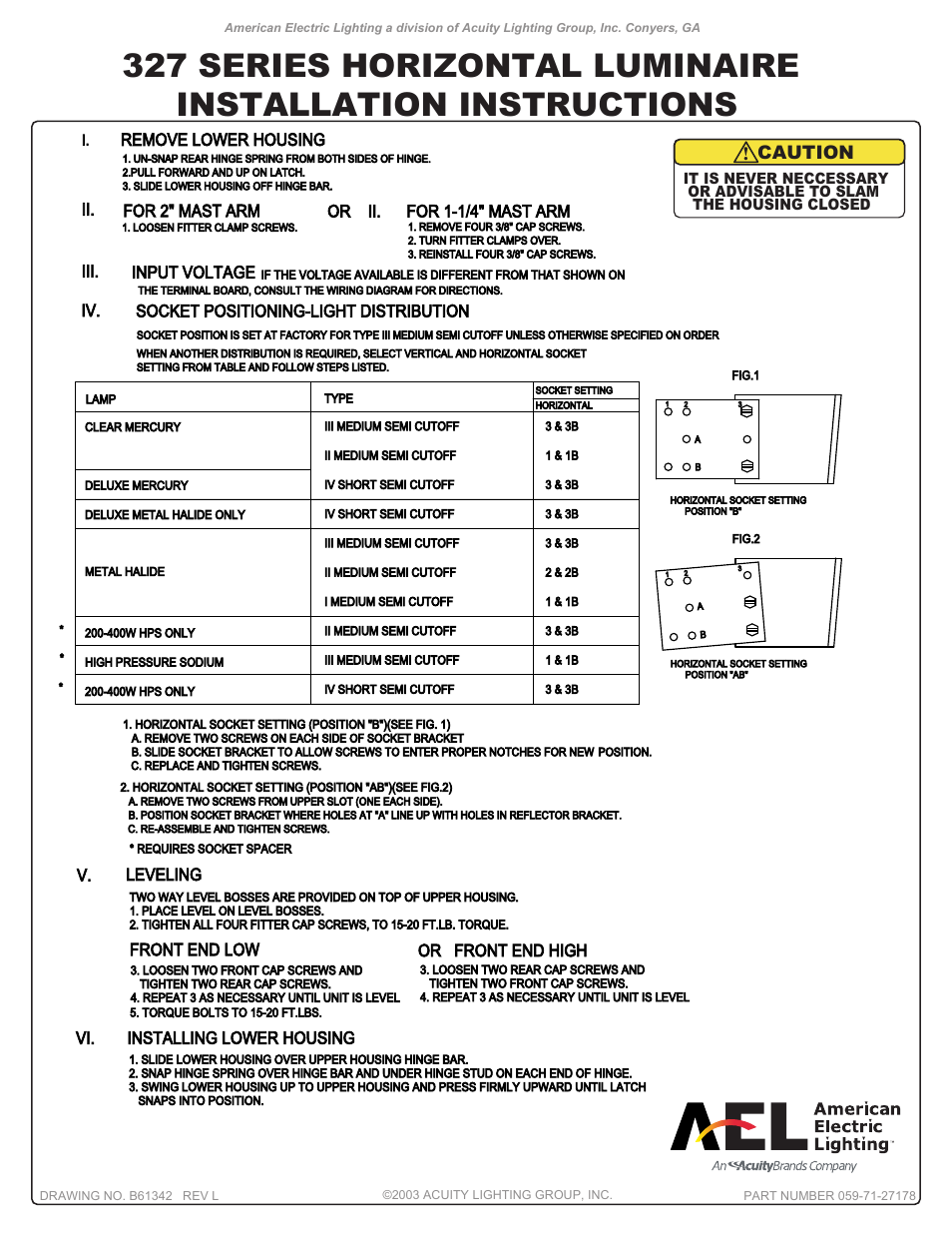 American Electric Lighting 327 new User Manual | 1 page